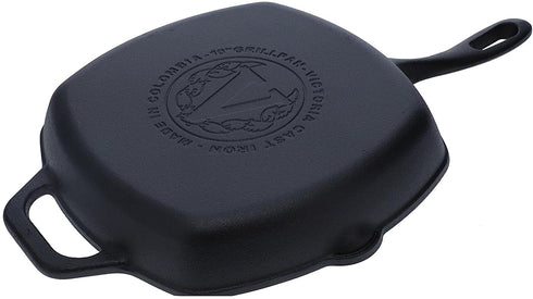Victoria Cast Iron Grill Pan. Square Grill Pan, Seasoned with 100% Kosher Certified Non-GMO Flaxseed Oil, Black